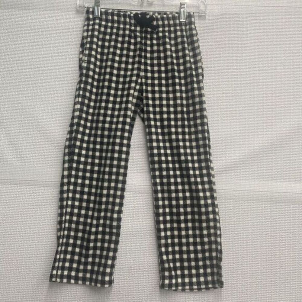 Old Navy Girls‎ Small 6-7 Black Buffalo Plaid Microfleece  Pajama Pants